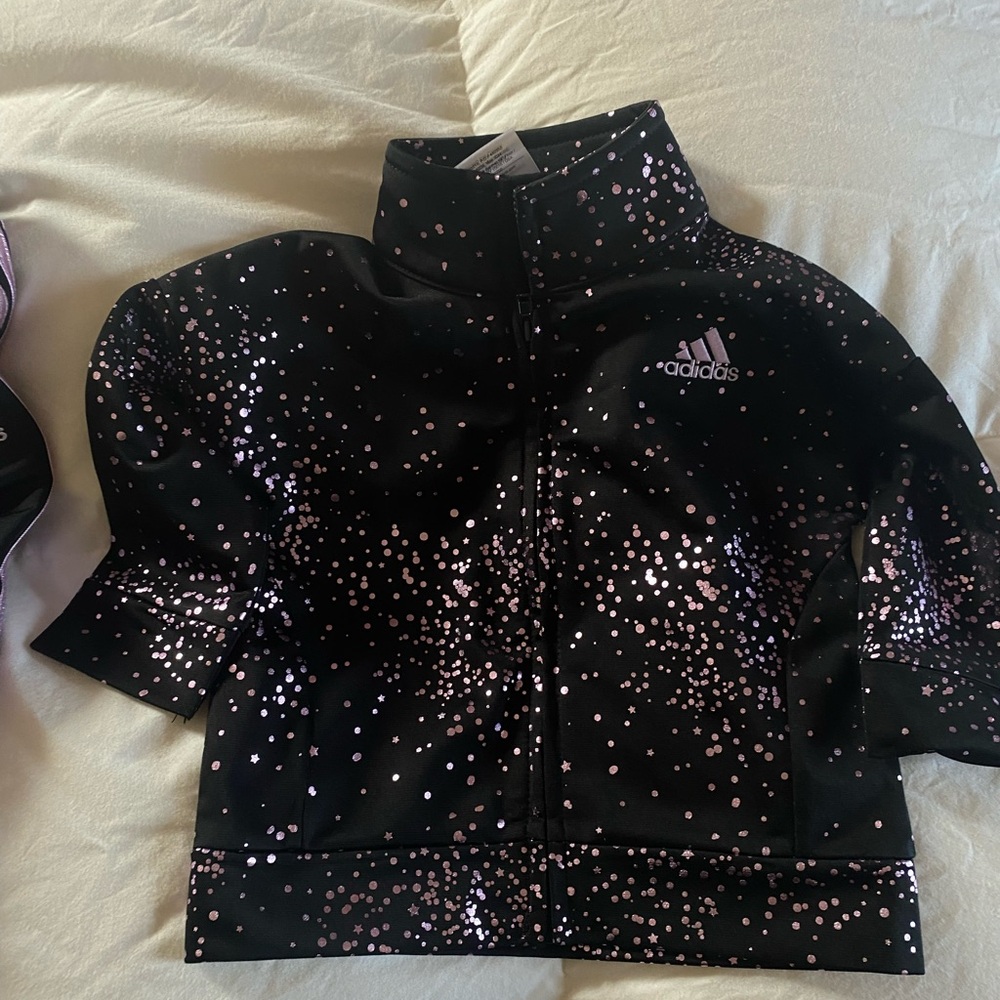 Adidas Suit Black Jacket with Pink Speckles